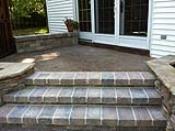 Mortared Brussel Patio Steps with Concrete Landing